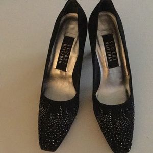 Stuart Weitzman Black Heels with Silver Accents